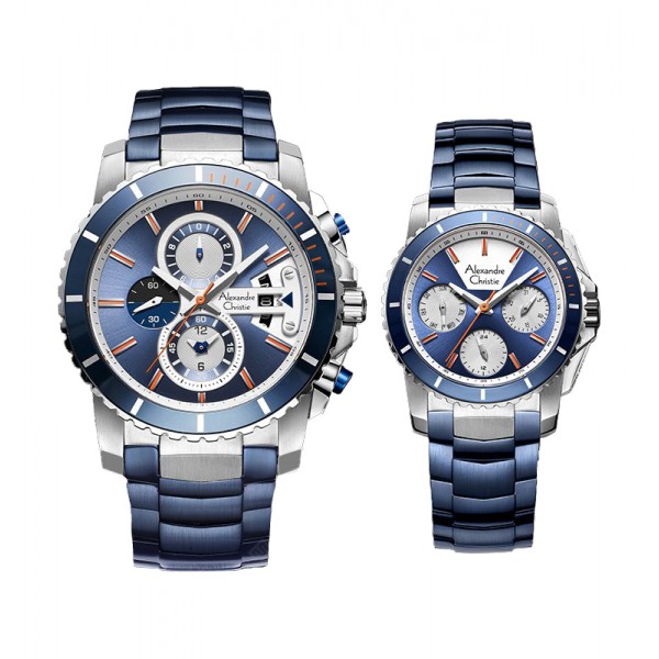 Alexandre Christie AC 6455 Silver Blue Couple